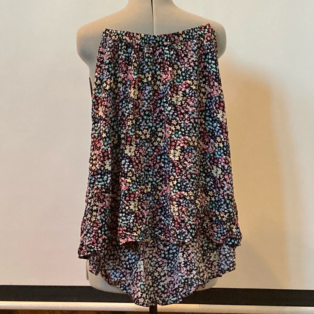 Floral rayon skirt, elastic waist